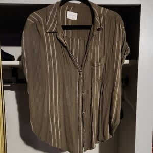 Womens Green Striped Shirt